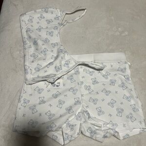 White and Blue Bear Print Pajama Set